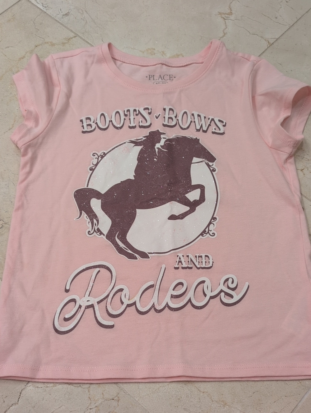 Kids The Children's Place Pink SparkleGraphic 'Boots Bows and Rodeos' Tee Size 5
